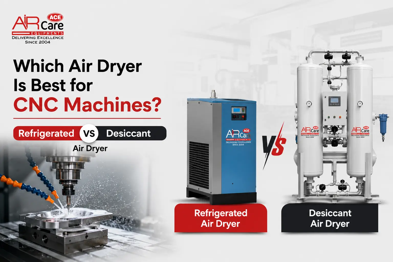 Which Air Dryer Is Best for CNC Machines? Refrigerated vs Desiccant Air Dryer